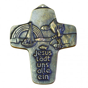Erstkommunion Bronzekreuz Jesus lädt uns alle ein