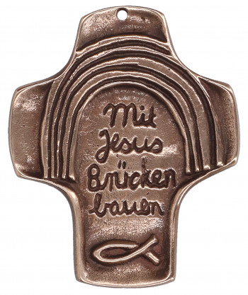 Kommunionkreuz aus Bronze - Mit Jesus Brücken bauen