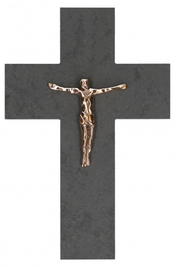 Schieferkreuz mit Bronzekorpus
