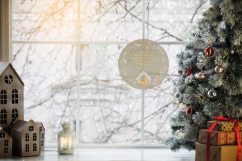 Glasrelief zum Aufhängen - Wunder der Weihnacht