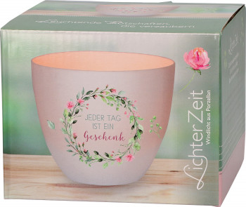 Windlicht aus Porzellan - Jeder Tag ist ein Geschenk