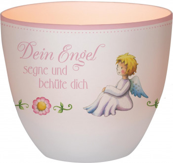 Windlicht aus Porzellan für Mädchen - Dein Engel segne und behüte dich