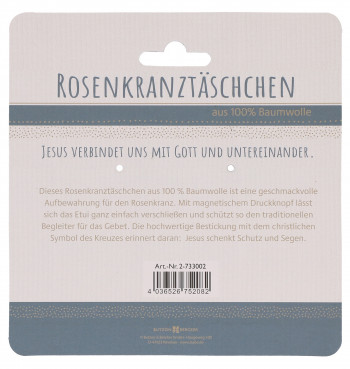 Graues Rosenkranztäschchen mit Fischmotiv