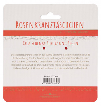 Korallrotes Rosenkranztäschchen mit Engelmotiv