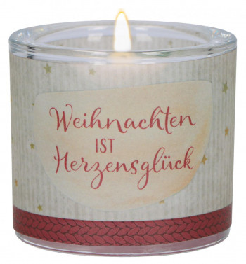 Glaswindlicht - Weihnachten ist Herzensglück