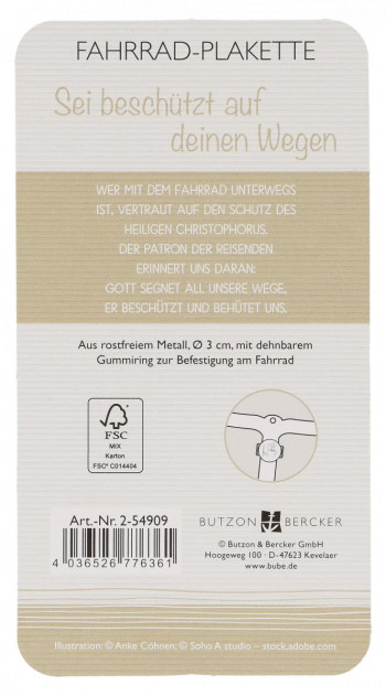 Christophorus-Fahrrad-Plakette - Sei beschützt auf deinen Wegen
