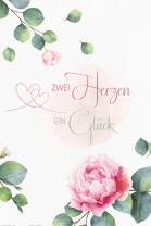 Geldgeschenkkarte zur Hochzeit - Zwei Herzen ein Glück