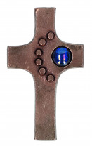 Schmuckkreuz aus Bronze mit Glasstein