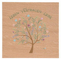 Holztafel aus Eiche - Leben, Vertrauen, Liebe