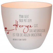 Windlicht aus Porzellan - Man sieht nur mit dem Herzen gut...