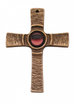 Bronzekreuz mit rotem Stein