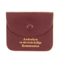 Leder-Rosenkranztäschchen mit goldener Beschriftung