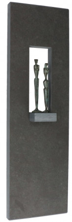 Schieferrelief mit Bronzefiguren Royal Couple