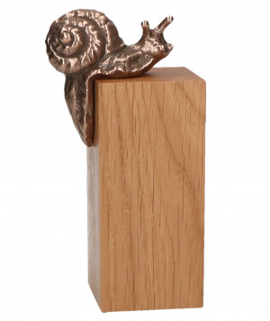 Schnecke Bronze auf Holzsockel