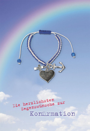 Glückwunschkarte mit Armband Die herzlichsten Segenswüsnche zur Konfirmation
