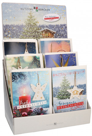 Display Weihnachtskarten mit Porzellan-Anhänger
