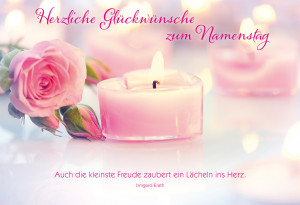 Glückwunschkarte Herzliche Glückwünsche zum Namenstag
