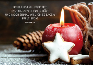 Postkarte zu Weihnachten - Freut euch zu jeder Zeit...