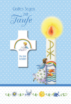 Glückwunschkarte mit Segenskreuz Gottes Segen zur Taufe
