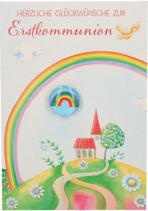 Glückwunschkarte mit Glasmagnet Herzliche Glückwünsche zur Erstkommunion
