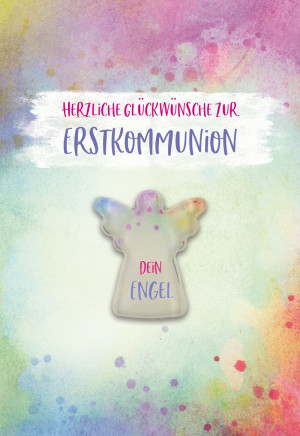 Glückwunschkarte mit Glasmagnet Herzliche Glückwünsche zur Erstkommunion