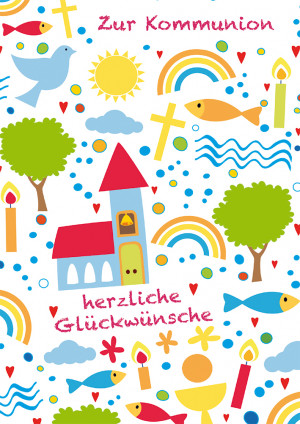 Glückwunschkarte "Zur Kommunion herzliche Glückwünsche"