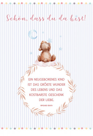 Glückwunschkarte zur Geburt - Schön, dass du da bist!