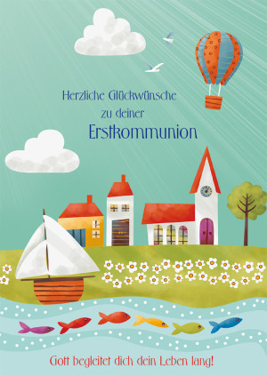 Glückwunschkarte - Herzliche Glückwünsche zu deiner Erstkommunion