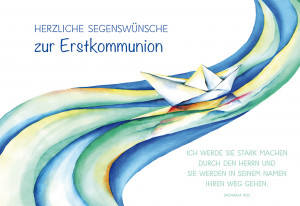 Glückwunschkarte - Herzliche Segenswünsche zur Erstkommunion