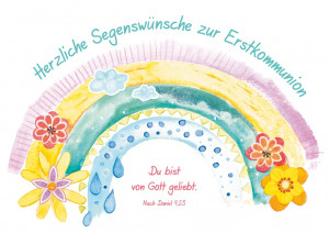 Glückwunschkarte - Herzliche Segenswünsche zur Erstkommunion