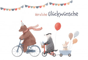 Glückwunschkarte zum Kindergeburtstag - Herzliche Glückwünsche