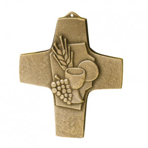 Bronzekreuz Brot und Wein