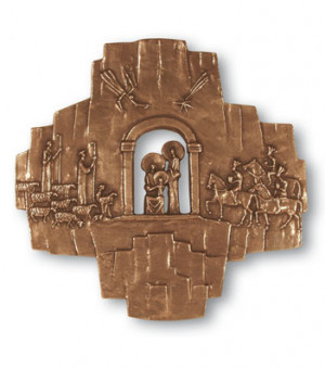 Bronzereliefkreuz Krippe
