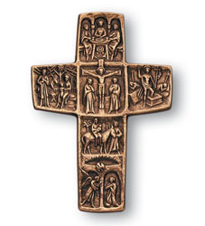 Bronzereliefkreuz Stationen aus dem Leben Jesu