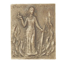 Bronzeheiligenrelief Lucia