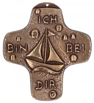Kommunionkreuz aus Bronze - Ich bin bei dir