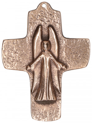 Kommunionkreuz aus Bronze - Ein Engel begleitet dich