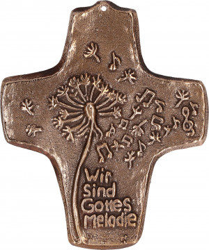 Kommunionkreuz aus Bronze - Wir sind Gottes Melodie