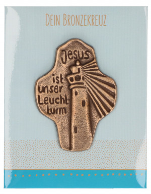 Kommunionkreuz aus Bronze - Jesus ist unser Leuchtturm