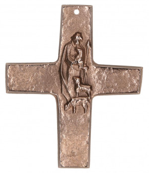 Kommunionkreuz aus Bronze - Hirte