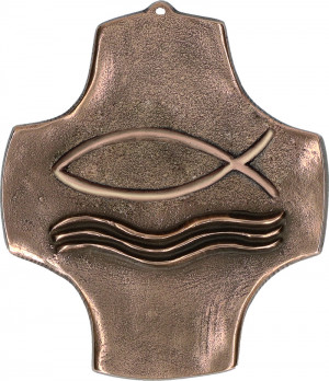 Symbolkreuz Fisch aus Bronze