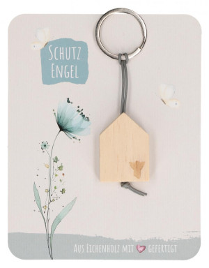 Holz-Schlüsselanhänger - Schutzengel