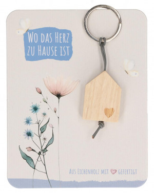 Holz-Schlüsselanhänger - Wo das Herz zu Hause ist