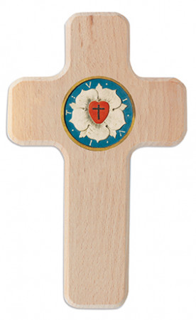 Holzkreuz Lutherrose