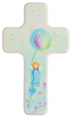 Kinderholzkreuz - Pustelbume mit Engel