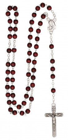Rosenkranz rot-braune Holzperlen, 34 cm