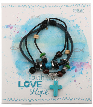 Leder-Armband - Faith-Love-Hope