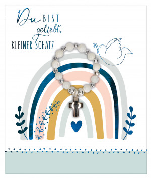 Stretch-Armband zur Taufe - Du bist geliebt, kleiner Schatz