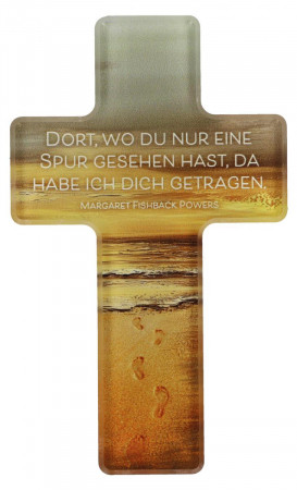Kreuz aus Acrylglas - Spuren im Sand