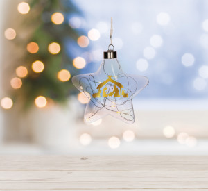 Glasstern mit LED-Lichterkette - Krippe